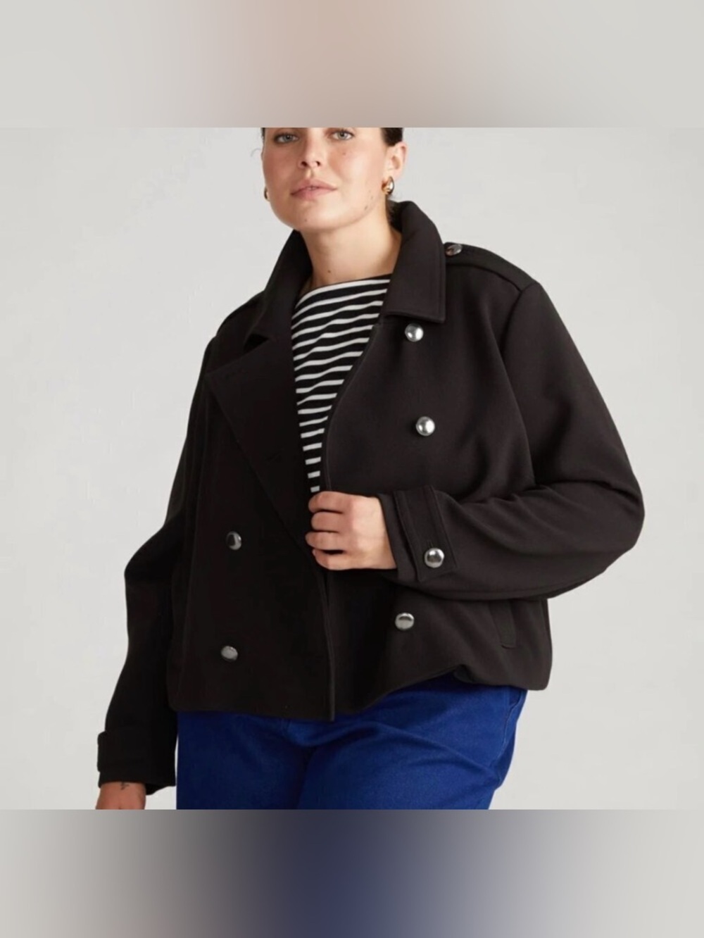 Universal Standard Rivington double breasted jacket black crepe new 2XL 30W 32W